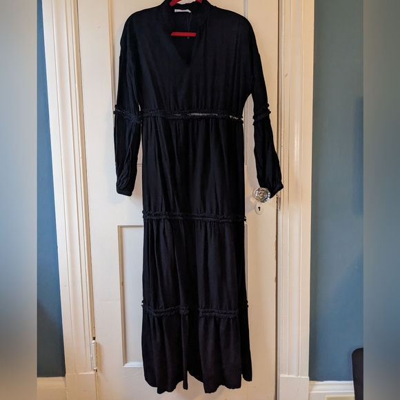 Black tiered maxi dress MNG - Picture 3 of 8